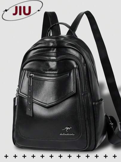 Anti-Theft Retro Studded Pu Soft Leather Backpack For Women; Multi-Functional Fashion Day Bag; Multi-Pocket Lightweight Travel Bag; Large Capacity Simple School Bag; Convenient Book Bag, Suitable For Students, Nurses, Teachers, Business People, Travel And Vacation, Business Trips, Daily Commuting, Shopping, Office, Dating, Hiking, Training, Work, Birthday Gifts, Holiday Gifts, Mochilas