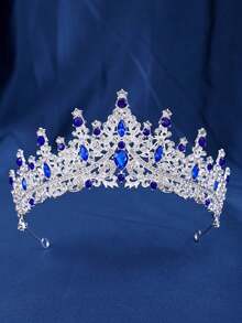 1pc Luxurious Purple Red Semicircular Crown Diamond Jewelry Wedding Beautiful Bride Party Ladies Crown Royal Tiaras - Multicolor - View 14