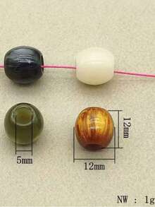 1/5/20/30/50/60顆 12mm 大孔樹脂桶狀珠 DIY 珠寶手工配件 - 多色（白色、米色、棕色、綠色）大理石與斑點圖案 - 適合手鍊、項鍊與手工藝品，拋光質感珠子，CHUPU（隨機顏色） - 彩色 - 查看 9