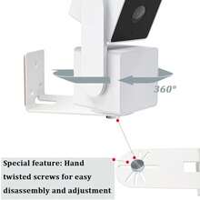 2Pcs Metal Security Camera Wall Mount Bracket For Wyze Cam Pan V3/V2 & Wyze V4/3/2 - 300° Swivel Rotation, 1/4" Screw, Cover Both Sides Of House - A - View 8