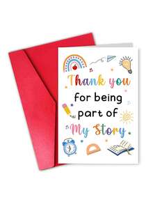 1pc "Thank You For Being Part Of My Story" Thank You Card With Envelope - Rainbow Design, Ideal For Teacher, Professor & Mentor, Perfect Gift From Student & Parent, Blank Inner Page - A - View 10