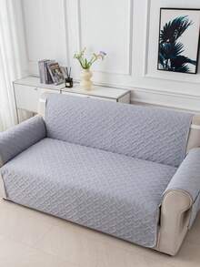 1 pieza Funda de sofá duradera, fácil de limpiar, protector de sofá amigable con las mascotas, diseño acolchado de diamante, se ajusta a 1/2/3 plazas, transpirable para todas las estaciones, funda de sofá moderna con bolsillos laterales - Gris Claro - Ver 6