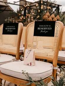 4pcs Reserved Seat Signs, This Row Is Reserved, Church Pew Bench Seat Covers, Wedding Decor, Reception, Celebration, Conference (Black) - Black - View 6