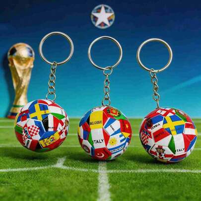 1pc 2026 New Flag Football Keychain, Popular Fan Merchandise For The 2026 U.S., Canada, And Mexico Top Football Event, Gift! Featuring A 3D Football Design With Multi-Country Flag Elements, Exquisitely Crafted And Exceptionally Textured. It Serves As Both A Keychain And A Personalized Accessory, Effortlessly Elevating Your Daily Vibe.