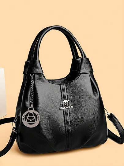 Túi xách nữ da mềm mới năm 2026, dung tích lớn, kiểu dáng đơn giản cổ điển, màu trơn, phong cách sang trọng xuyên biên giới.