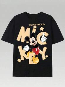Disney Kids' Clothing - 200g Heavyweight Short Sleeve - Mickey, Minnie, Donald Duck Family Set - Four-Person Family Travel T-Shirt - 男孩黑色 - 查看 2