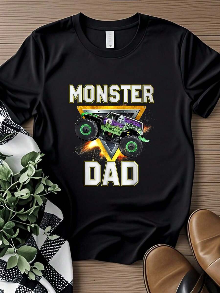 Women T-Shirt Print Monster Truck Dad Monster Truck Are My Jam Truck Lovers T Shirt - màu đen - Xem 1