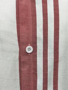 Áo sơ mi nam tay ngắn kẻ sọc, kiểu dáng thời trang, đa năng, cổ bẻ, cài cúc toàn thân, phù hợp cho công sở, đi làm và các hoạt động thường ngày. - Đỏ - Xem 4