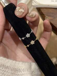 Anillos con hojas brillantes de 5 pétalos románticos, anillos con flores completamente brillantes - Estrella - Ver 5