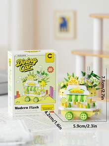 Kleines Bauklötzchen Spielzeug, baue eine süße Imbisswagen Szene, geeignet als Schreibtisch Dekoration, Bauklötze, Blockdisplay, Stressabbau, Sammlerstück Geschenk, Ostergeschenk, Geburtstagsgeschenk - Verschiedenfarbig - Übersicht 13