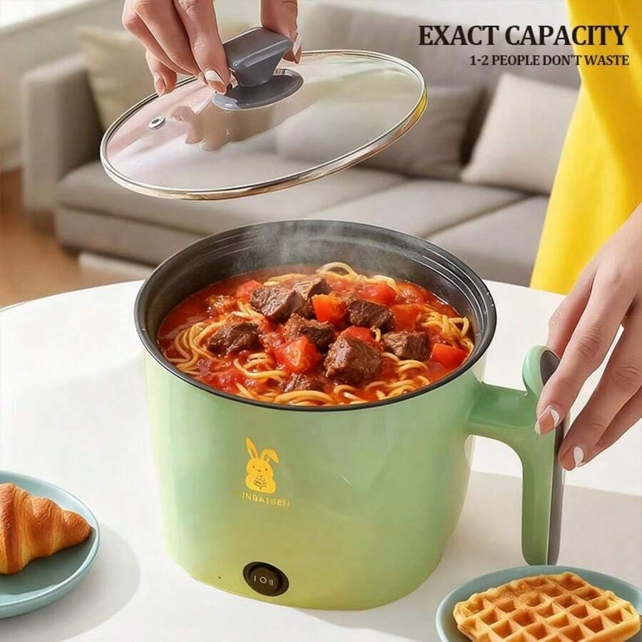 SOKANY Olla Eléctrica Multifuncional, Olla Antiadherente con Control de 2 Niveles, Apagado Automático, Para Uso en el Hogar y Camping - verde menta - Ver 1