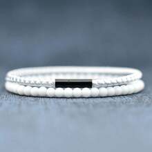 2pcs/Set Ultra-Thin 3mm Natural Stone Combination Bracelet, Minimalist Versatile Suitable For Boyfriend, Father, Student Graduation Gift - Bracelet Combination - View 2