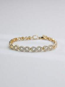 1pc 14K Gold Hollow-Out Elegant Infinity Symbol Bracelets ORO Laminado Suitable Unisex Combine Well With Any Outfit - Gold - View 7