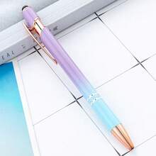 Customized Text LOGO Rose Gold Ombre Metal Push Button Aluminum Barrel Pen, Capacitive Touch Ballpoint Pen, Elegant Gift For Family, Friends, Teachers, Parents, Colleagues, Graduation & Back To School Season - Multicolor - View 23