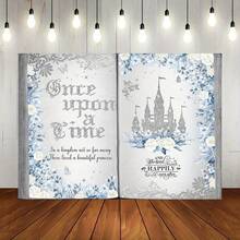 Decoración de fondo de castillo de princesa con brillo rosa y dorado con patrón arcoíris, sin necesidad de energía, pancarta de fiesta multiusos adecuada para inauguración de casa, aniversario y diversas ocasiones, disponible en múltiples estilos y tamaños - f - Ver 5