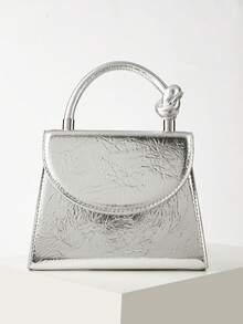 Fashion Solid Color Mirrored Handbag Evening Bag, Charming And Elegant Women's Business Bag, Suitable For Party Girls, College Students, Brides, Match With Party Dresses, Wedding Dresses, Evening Dresses, Tight Skirts, Very Suitable For Weddings, Gatherings, Banquets, Parties, Dances, Best Gifts For Women(Random Pattern) - Silver - View 2