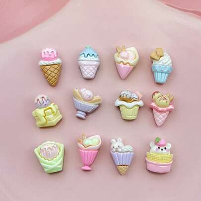 20/50 piezas Pegatinas de resina plana con diseño de mini helados de colores variados, accesorios para manualidades DIY, scrapbooking, decoración de zapatos