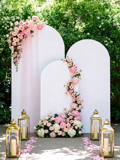 1 khung vòm màu trắng - Được làm từ vải thun bóng, có nhiều kích cỡ (2,1m/2,1m/1,8m/1,2m), dễ lắp đặt và cất giữ, có thể tái sử dụng, phù hợp cho đám cưới, tiệc sinh nhật, kỷ niệm | trang trí Giáng sinh, Ngày lễ tình nhân và Halloween | Di động và dễ cất giữ, co giãn và không cần ủi