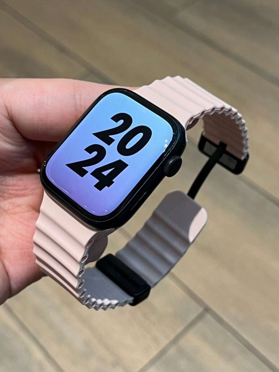 1条液态硅胶磁吸运动表带,兼容 42mm、38mm、40mm、41mm、44mm、45mm、46mm、49mm,时尚智能手表替换表带,适用于Ultra2、Ultra SE2、SE 11、10、9、8、7、6、5、4、3、2、1系列,男女通用,可作为学生返校礼物 - 淺粉色 - 查看 1