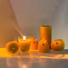3/6pcs Handmade Beeswax Candle Set, Unscented, With Bee Shaped Decorations, Suitable For Party, Home Decor, Indoor Display, Photography Props - Fragrance-free - View 6