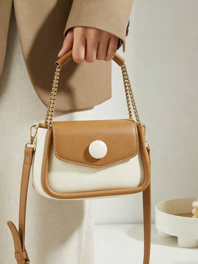 女士复古小包新款奢华高端时尚小众休闲纹理撞色翻盖链条单肩手提包，适合购物、约会、摄影，单肩包，方形包，女士包