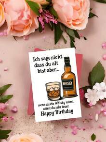 1pc Funny Whiskey-Themed Birthday Card For Adults – Perfect Gift For Whiskey Lovers, Friends, And Family" Envelope + Greeting Card - A - View 3