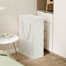 Tall Slim Laundry Hamper With Lid And Handles Narrow Laundry Basket Collapsible Dirty Clothes Hamper Portable Laundry Storage Bin Oxford 45L, Beige - 米色 - 查看 7