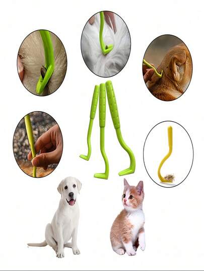 3pcs/Set Pet Twist Flea Comb Remover, Cat Dog Grooming Supplies Flea & Tick Removal Tool (Assorted Colors)