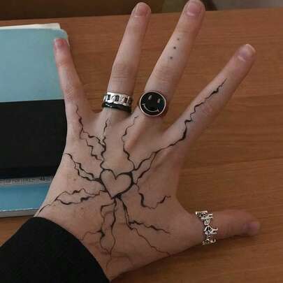 (Heart Pattern) Temporary Tattoo Sticker, Botanical Temporary Tattoo, Realistic & Long-Lasting Temporary Tattoo, Waterproof & Scratch-Resistant, Lasts 7-15 Days