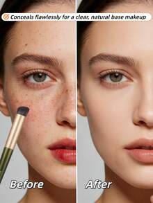 OEIEZ Pincel angular para corrector | Corrección, contorneado y fijación del área del ojo | Acabado sin rayas y uniforme | Funciona con correctores líquidos, en crema y en polvo | Cerdas sintéticas suaves y densas - Verde Oliva - Ver 2