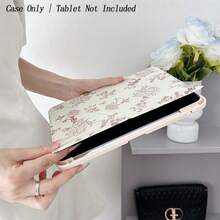 1PC Pink Floral & Bow Pattern Tablet Case - Elegant Vintage Design, Foldable Stand & Shockproof Translucent Cover ,With Pen Holder Compatible With  10.9/10.2/ Air 5th Gen/Pro11/10th/9.7/Air 2/ (7th Gen)/  (8th Gen)/ Air 4/5/ Pro 11/ 10th Generation 10.9-Inch 2022 Smart Case/ Air 13(M3 2025)/ Air 11(M3 2025)/ Air 11(M3 2025)/ 11(A16 2025), Compatible With SAMSUNG Auto Sleep/Wake Function - 查看 3