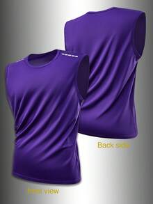 Manfinity Homme Men's Printed Round Neck Casual Loose Fit Tank Top - Purple - View 1