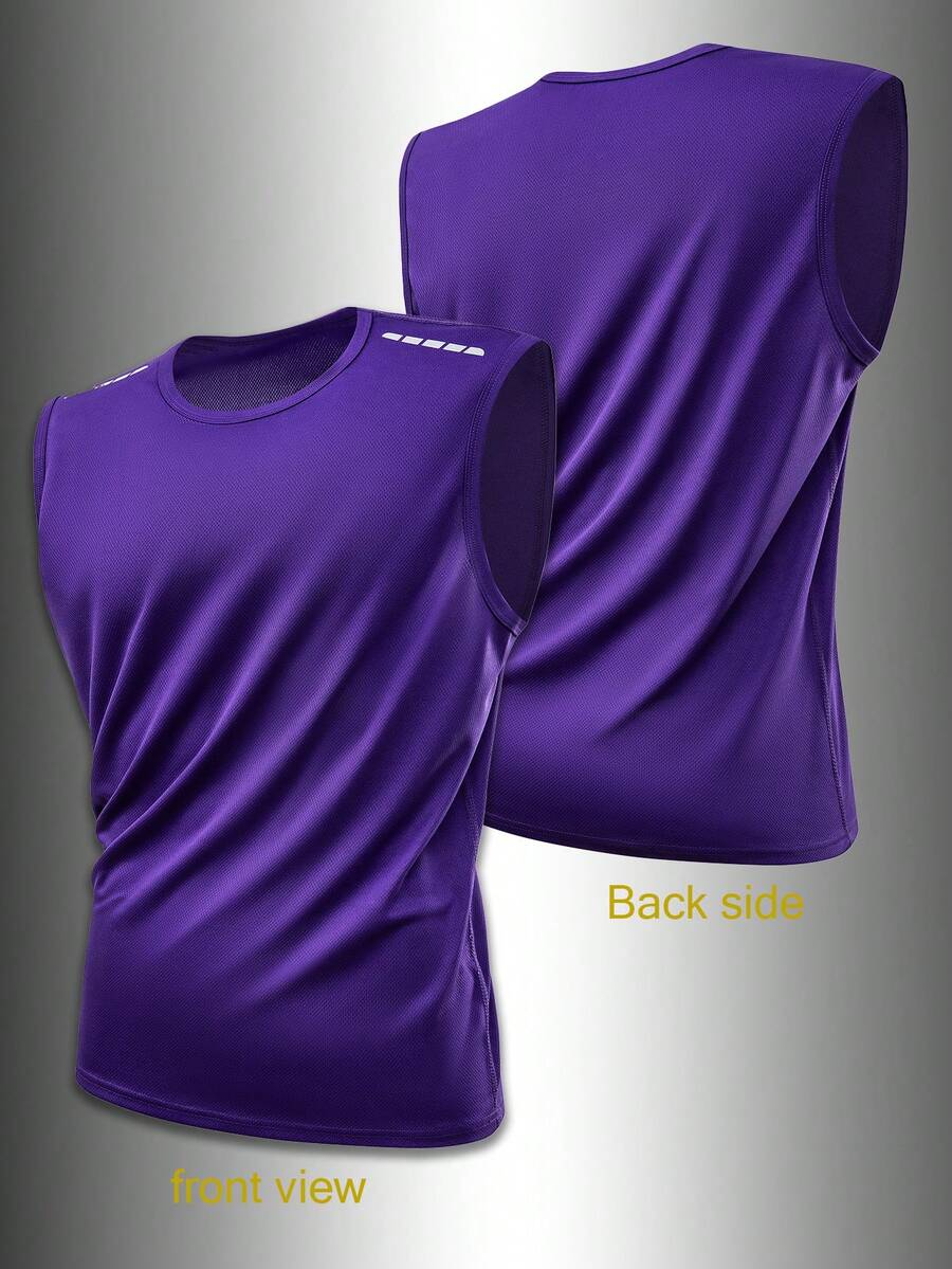 Manfinity Homme Men's Printed Round Neck Casual Loose Fit Tank Top - Purple - View 1