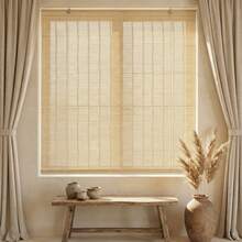 MEJORADA Estor Enrollable de Bambú Beige Natural – Persiana Romana para Ventana y Terraza – 14 Tamaños Disponibles con Accesorios Incluidos - 150An x 135Al cm - Ver 2