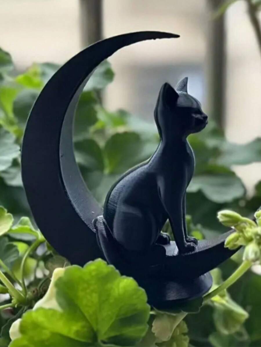 3D打印创意月亮猫装饰雕塑；灵感源于猫，创意花瓶