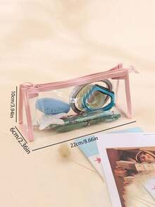 1 pieza Bolsa de cosméticos con diseño de zapatilla de ballet rosa, bolsa de almacenamiento multifuncional de gran capacidad, organizador de escritorio para artículos de papelería, maquillaje, lápiz labial, cojín, estuche de lápices de examen, regalo - Multicolor - Ver 8