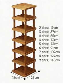 1pc Multi-Tier Shoe Rack, Stackable Small Shoe Organizer Shelf For Entryway, Closet And Hallway, Suitable For Dorm And Foyer, Wooden Shoe Rack - Multicolor - View 10