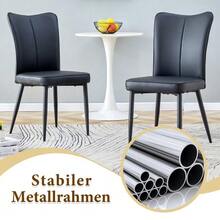 Modern Minimalist Round Table Set (With 4 Black Polyurethane Chairs And Black Metal Legs), 100cm Diameter Round Table With Black Wood Look, Suitable For The Living Room, Etc. - Black - View 8