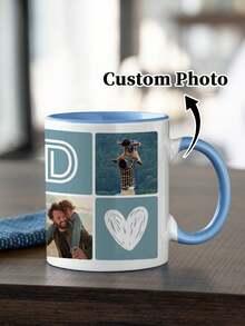 1pc 11oz Photo Mug For Dad, Father's Day Mug, Multiple Photos Can Be Customized, A Birthday Gift For Dad, Customized Family Mug, A Water Mug Exclusive To Dad, A Photo Memento Gift, Anniversary Gift. - Style 4 - View 7