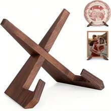 1pc Rustic Wooden Recipe Book Stand - Multifunctional Kitchen Bookshelf With Photo Frame, Frees Up Hands, Enhances Cooking Experience, Great For Displaying Cookbooks And Tablets - Brown - View 4