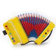 Acordeón Pequeño De 7 Tecla Niños Instrumento Musical Regalo - Amarillo - Ver 1