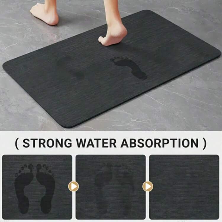 1pc SoftTouch Super Absorbent Silicone Bath Mat, Non-Slip Rubber Backing, Machine Washable, Low Pile, Rectangular, Striped Pattern, 1500gsm Polyester Blend, Suitable For Bathroom - Multicolor - View 8