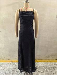 Nuevo vestido de tirantes sexy de color borgoña con estilo versátil y de chica picante - Negro - Ver 4