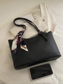 Retro Niche Design Casual Bag, Fashionable 2026 Spring Large Capacity Shoulder Bag, Personalized Tote Bag - Black - View 3