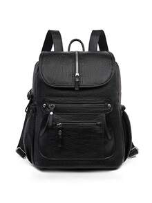 Women's Functional Backpack Suitable For Daily Commute And Travel - Black - View 4