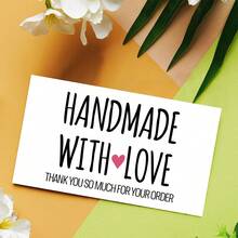 50pcs "Handmade With Love" Thank You Cards - Thank You For Your Order Cards For Small Business And Online Shop, Gift Packaging Thank You Cards For Customer Appreciation - A - View 5