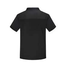 New Unisex Short Sleeve Solid Color Double-Breasted Decor Stand Collar Breathable Chef Uniform - Black - View 2