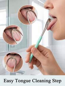 1pc Tongue Scraper, Stainless Steel Tongue Cleaner, Fresh Breath Oral Care, Adult Metal Tongue Coating Cleaning Tool - Multicolor - View 4