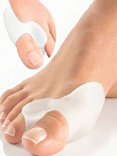 1 Pair White Silicone Toe Separator - Super Soft Foot Care Pain Relief