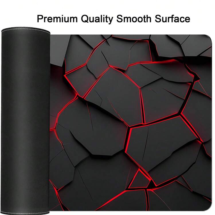 Computer Desk Mat XXL Mousepad Big Mouse Pad Gaming Desk Mats Office Pad Non-Slip Rubber Base With Stitched Edges For Game Office, Red Crack Geometric - View 8